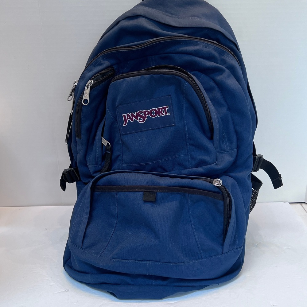 JanSport Big Student Backpack Navy Blue Laptop Sleeve Multi Pocket Bookbag